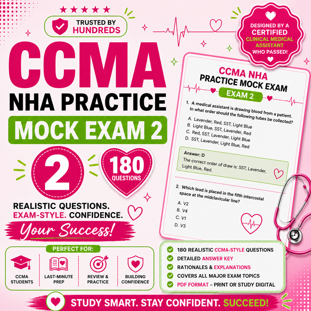 NHA CCMA Interactive Exam 2- 180 questions